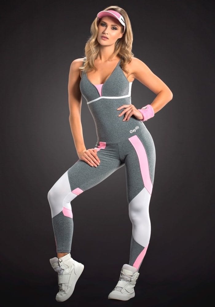 OXYFIT Jumpsuit Section 15191 Jersey White - Sexy Rompers, Cute Workout 1-Piece