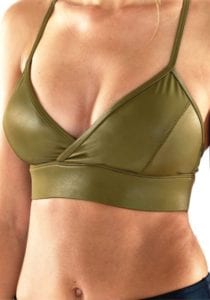 L'URV Sports Bra Leather Lust Bralette-Olive Top Sexy Workout Top