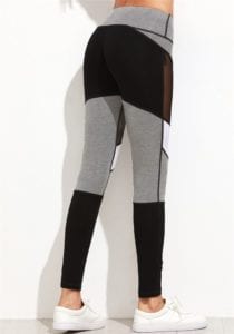 ECO Color Block Jersey Mesh Insert Leggings Yoga Pilates Leggings Black