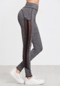 ECO Grey Marled Knit Mesh Leggings Yoga Pilates Leggings Black