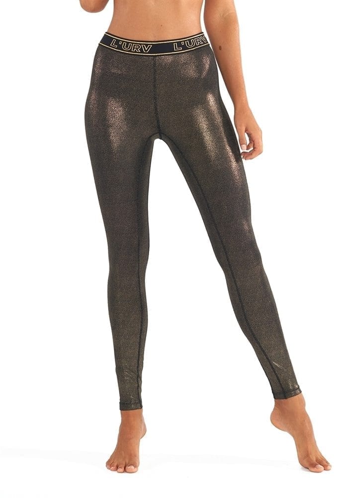 L'URV Leggings ALL THAT GLITTERS Legging Sexy Workout Tights Black Gold