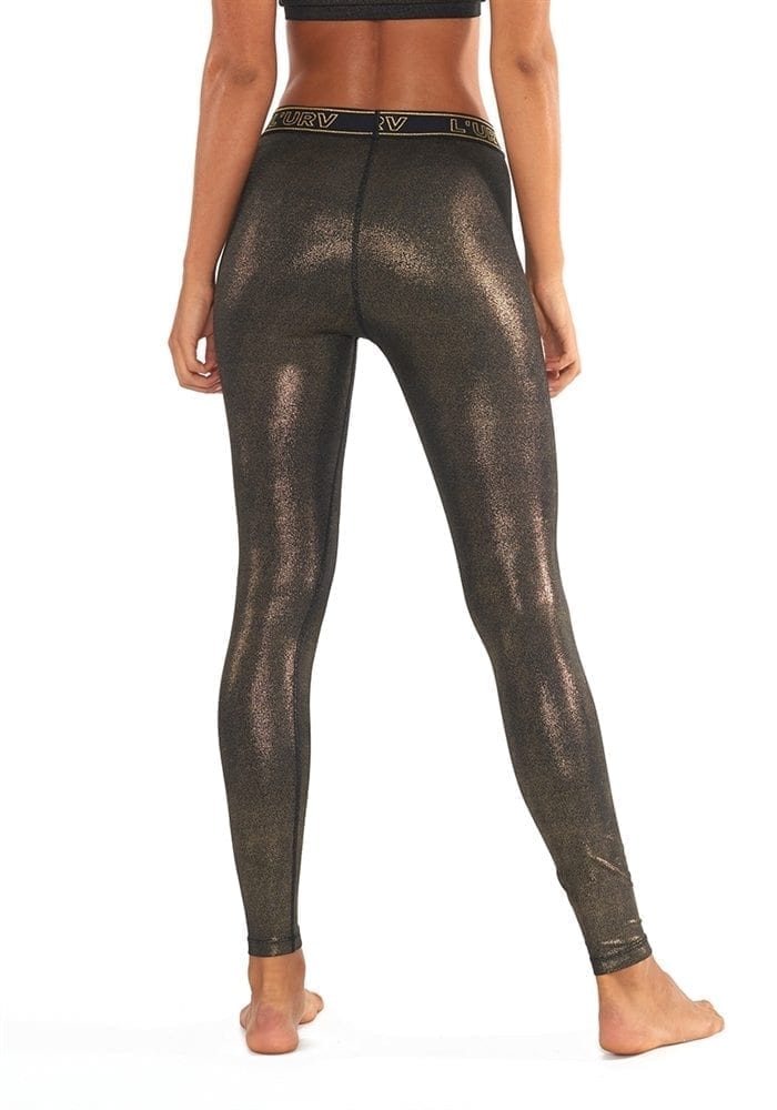 L'URV Leggings ALL THAT GLITTERS Legging Sexy Workout Tights Black Gold