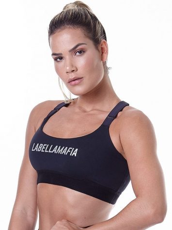 LabellaMafia Essentials Style Black Fitness Sports Bra Top – FTP13843