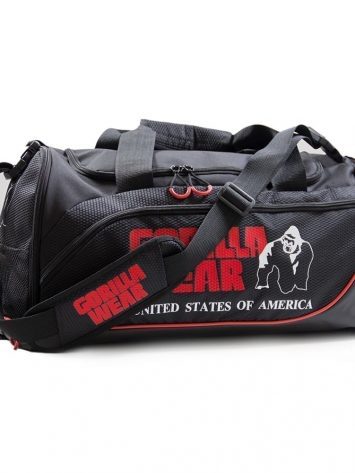 Jerome Gym Bag – Black/Red  Once again Gorilla Wear has proven to be the best of the best and this has been true since 1982. The new Men`s Gorilla Wear duffel bag is made of ultra-durable fabric and has plenty of pockets to keep your gym gear organized and secure. Furthermore, it offers the user immense storage and protection. In addition, it has a removable adjustable shoulder strap and dual handles for the benefit of versatile carrying options. Lastly, the main zip compartment and side pockets for extra storage space can be used to store bigger items if needed. It’s time to show the people that you are a member of the GORILLA WEAR Family.  About Gorilla Wear Since the 80’s Gorilla Wear is a legendary American worldwide bodybuilding and fitness lifestyle brand “for the motivated”. Every style of apparel is designed for motivated and demanding athletes everywhere in the World. It is unique, it will fit, it will not break down and it will give you the authentic and individual look your body deserves!  Art. No. 9911090500 Color: Black/ Red  Quality: 100% Polyester