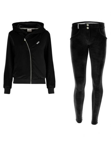 FREDDY WR.UP Chenille Tracksuit with with a hood and pants-BLACK