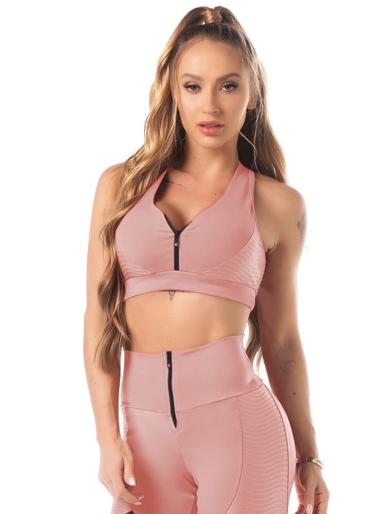 Let’s Gym Action Glam Sports Bra – Rose