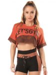 Let's Gym Cropped Canelado Inner Goddess Top - Earth