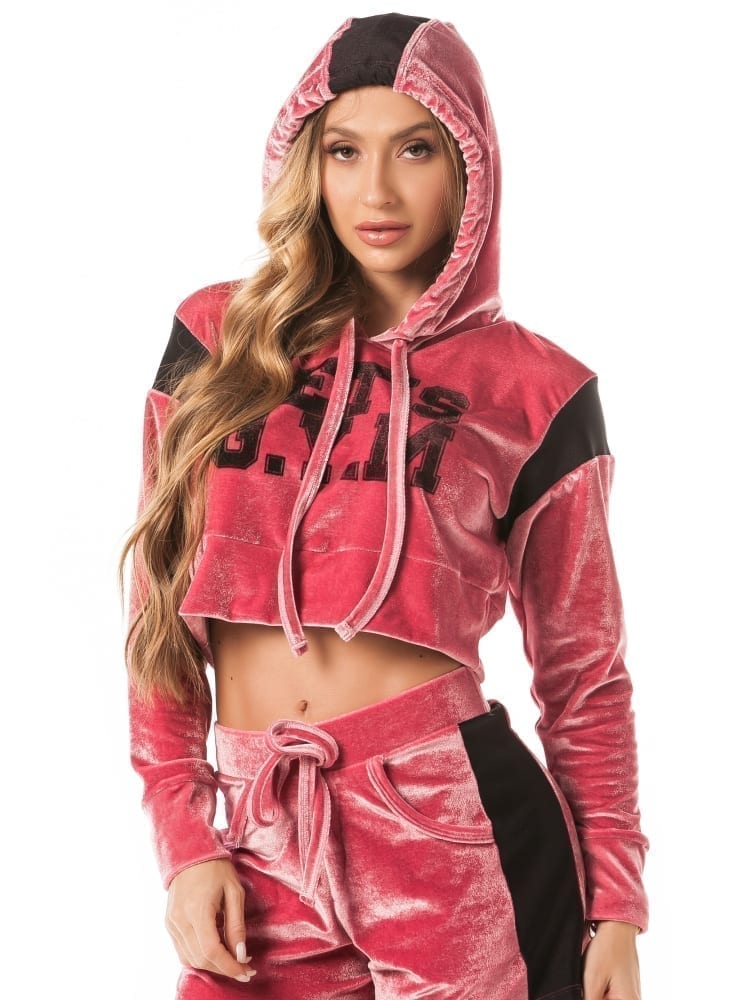 Let’s Gym Cropped Velvet Stretch Jacket – Rosa