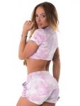 Lets Gym Fitness Cropped Tie Dye Fashion Top - Pink