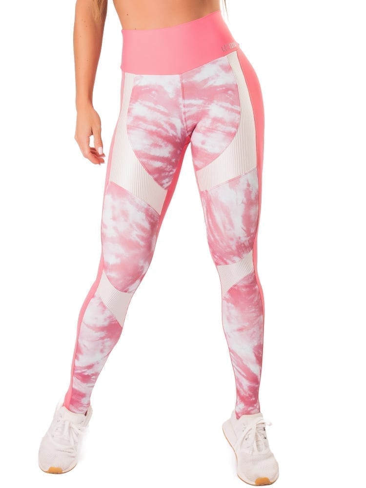 Let's Gym Activewear Mystic Fit Leggings - Coral-White