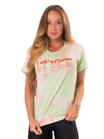 Let’s Gym Fitness Blusa Tie Dye Top – Lime/Peach