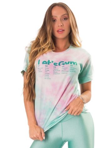 Let’s Gym Fitness Blousa Tie Dye Top – Pink/Turquoise