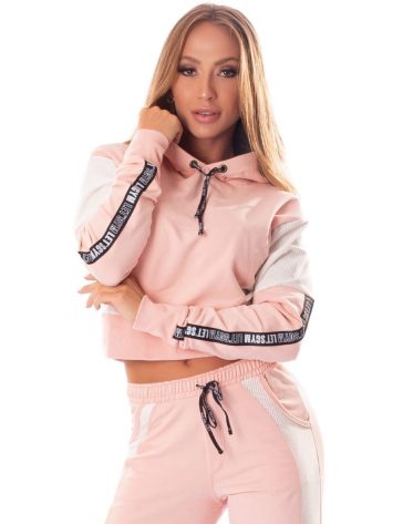 Let’s Gym Cropped Fashion Sport Hoodie Top – Rose