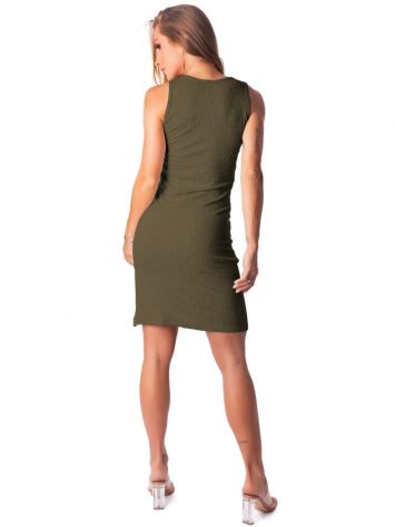 Let's Gym Fitness Vestido Canelado Lux and Power - Military Green