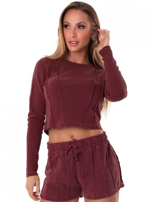 Let's Gym Fitness Cropped M/L Lines - Wine