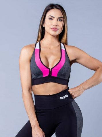Oxyfit Activewear Sports Bra Top Zippy- Black/Grey/White/Pink