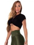 Let's Gym Fitness Cropped Tie and Go - Black