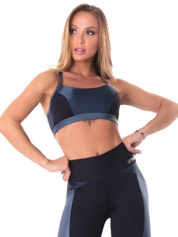 Lets Gym Fitness Magical Sports Bra Top – Black/Blue