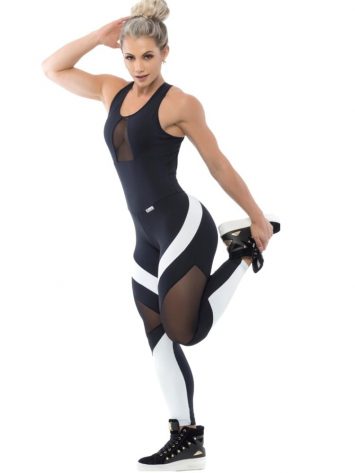 Trincks Fitness Activewear Body Fit Jumpsuit – Black/White
