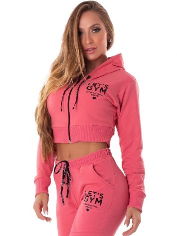 Let’s Gym Fitness International Cropped Jacket – Guave Pink