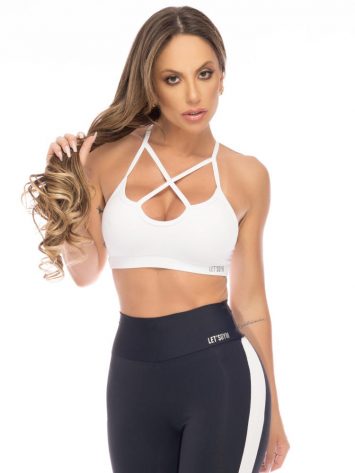 Lets Gym Fitness Basic Creed Sports Bra Top – White