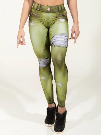 DYNAMITE Brazil Leggings Fake Jeans Boreal – Green