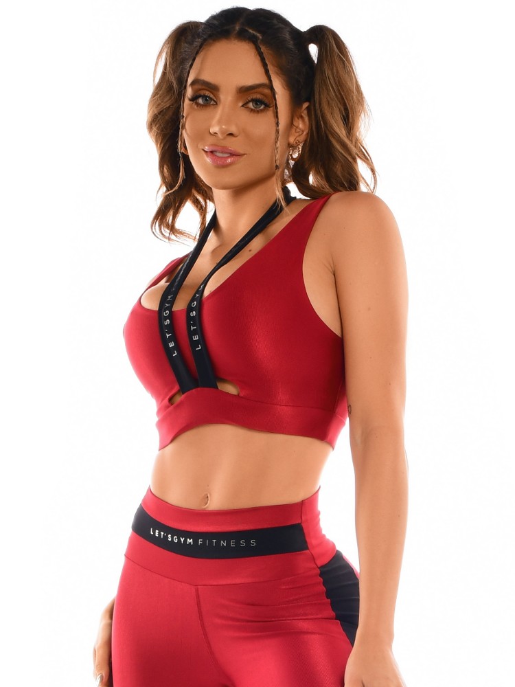 Lets Gym Fitness Sports Bra Top - Red