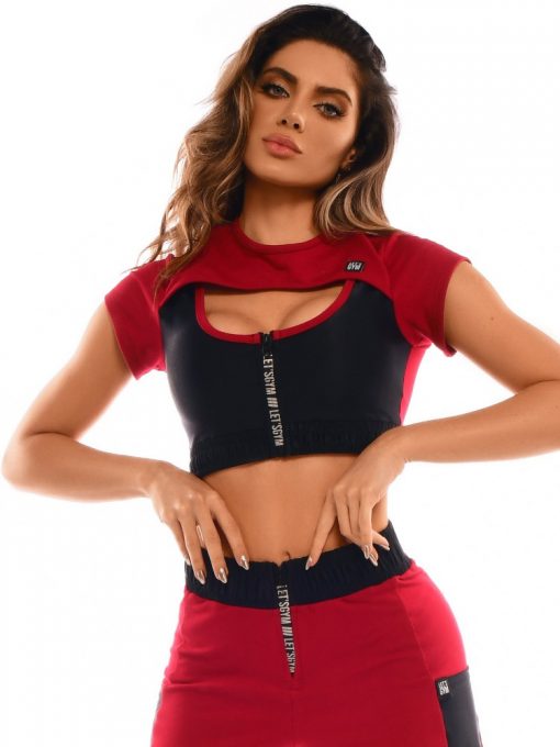 Lets Gym Fitness Cropped Delirium Top - Red