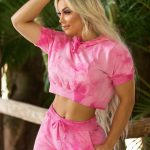 Let's Gym Fitness Cropped Tie Dye Top - Pink
