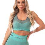 Lets Gym Fitness Melange Seamless Sports Bra Top - Turquoise