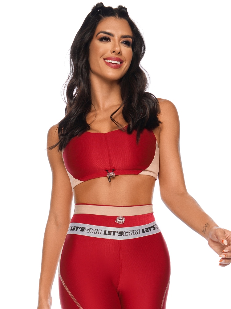 Lets Gym Fitness Cyber Sports Bra Top - Red