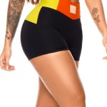 Let's Gym Fitness Racer Shorts - Black/Lime/Orange