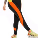 Let's Gym Fitness Racer Leggings - Black/Lime/Orange