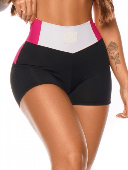 Let's Gym Fitness Racer Shorts - Black/Pink/White