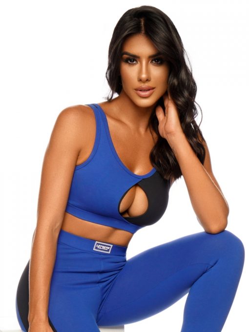 Lets Gym Fitness Curious Sports Bra Top - Blue